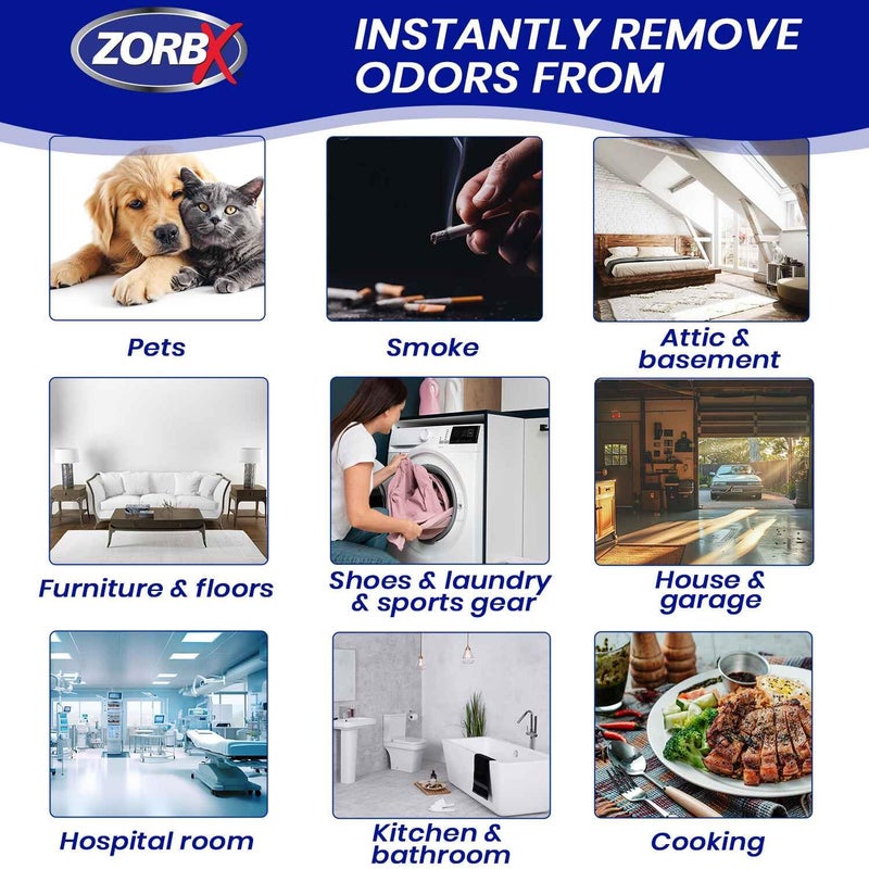ZORBX Unscented Odor Eliminator for Strong Odor 7.5 Fl Oz, Pack of 4 - Used in Hospitals & Healthcare Facilities - Advanced Formula, Fast-Acting Odor Remover Spray for Dog, Cat, House & Carpet - Image 3